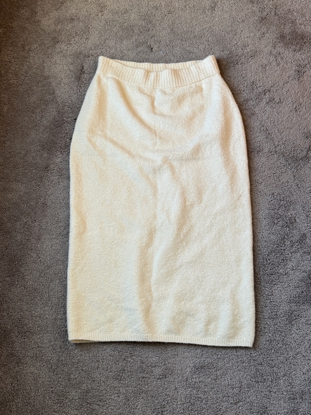 Express Cream Knit Pencil Skirt High Waisted Ribbed Bodycon Midi SIZE L